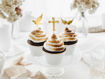 Picture of MUFFIN TOPPERS - DOVE & CROSS METALLIC GOLD - 8.5 TO 11CM